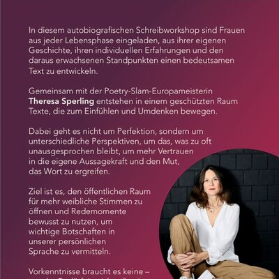 Bild vergr&ouml;&szlig;ern: Schreibworkshop mit Poetry-Slam-Europameisterin Theresa Sperling
